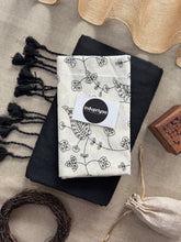 Black Handloom Khadi Cotton Saree With Sequence Embrodery Work Blouse